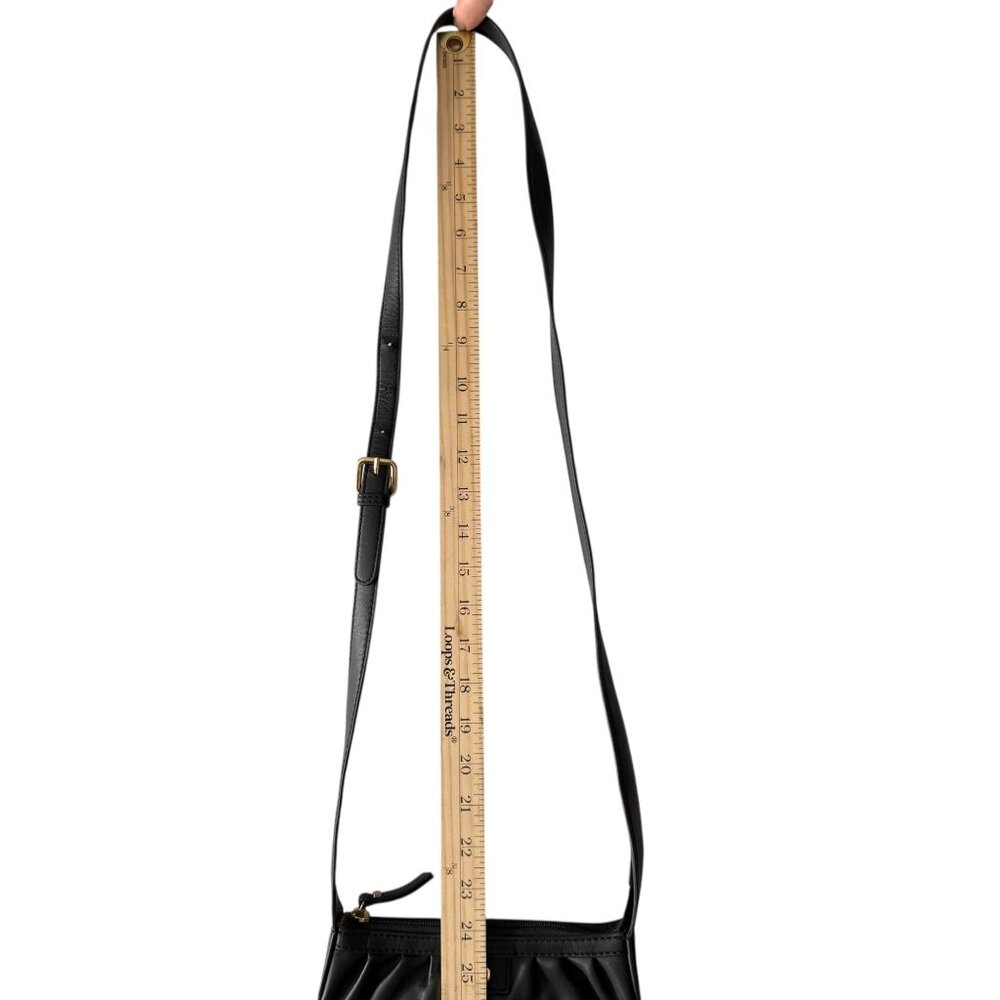 Lodis Black Leather Crossbody Bag Adjustable Strap Interior Staining AS IS - Picture 6 of 14